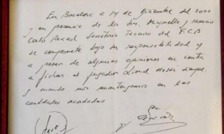 La servilleta con la que el Barça fichó a Messi se vende por un millón de euros