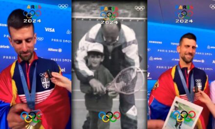 Le enseñan a Djokovic tras ganar el oro en París una foto suya a los 4 años con su primer entrenador y pasa esto