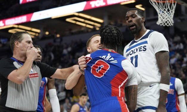 Multitudinaria pelea entre los Pistons y los Wolves que acaba con siete expulsados