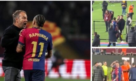 El tremendo enfado de Raphinha, que tuvo que ser frenado por Flick y Ter Stegen