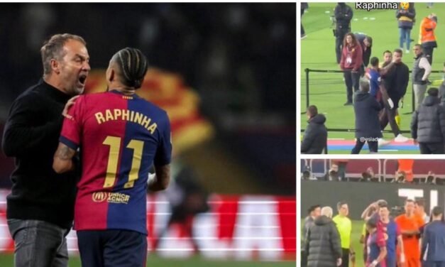 El tremendo enfado de Raphinha, que tuvo que ser frenado por Flick y Ter Stegen