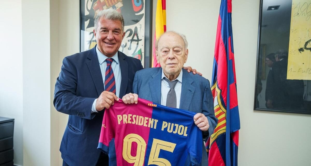 Laporta recibe a Jordi Pujol en su 95 cumpleaños