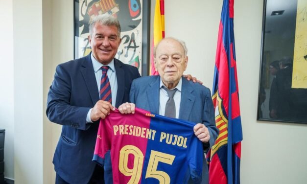 Laporta recibe a Jordi Pujol en su 95 cumpleaños